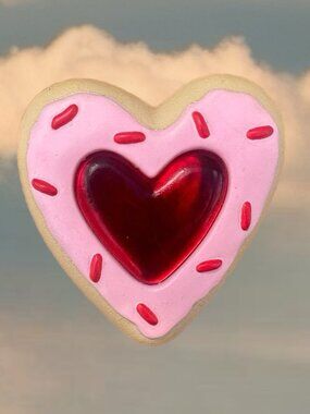 Hallmark Heart Shaped Valentine Pin Cookie with sprinkles Vintage 1"